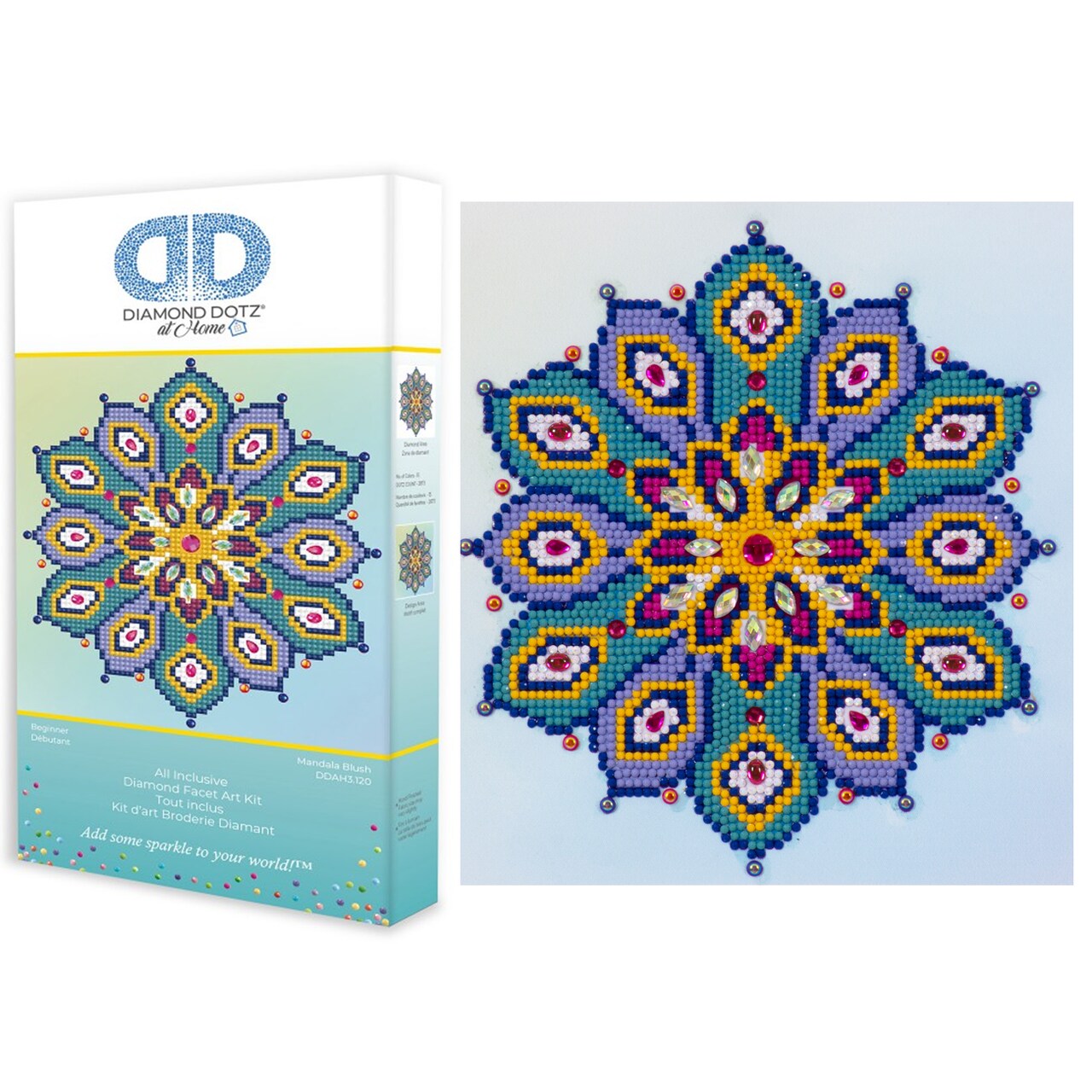Diamond Dotz at Home Mandala Blush Diamond Painting Kits for Adults - Diamond Art Kits a Relaxing Creative Craft Kit with Dotz Gems 11.8"x11.8"